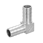 sourcing map 20mm Hose Barb 90 Degree Pipe Fitting, 304 Stainless Steel L Right Angle Adapter Pipe Connection Fitting for Vacuum Systems, Industrial Connections, Pneumatic Equipment, Silver
