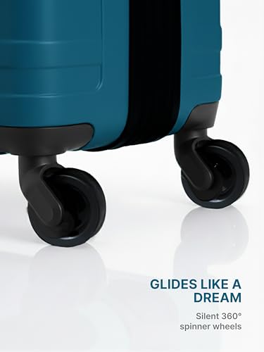 Image of ZOUK Zoya Hardcase Trolley Bag Set of 2 (Cabin 57cm & Large 77cm) Lightweight PP Suitcase |Silent Spinner Wheels, Telescopic Handle & Combination Lock | Travelling Luggage for Men & Women, Teal