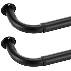 2 Pack Blackout Wrap Around Curtain Rods for Window 28 to 48 Inch(2.3-4ft), Matte Black Curtain Rods Room Darkening Curtain Rod 1 inch Diameter Single Drapery Rod of Window Treatment, Matte Black