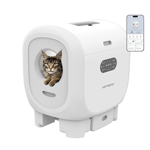 AstroPet 101L Katzenklo Selbstreinigend mit APP Steuerung,XXL Selbstreinigende Katzentoilette für Mehrere Katzen,Zwei Eingängen,Desodorierung mit negativen Sauerstoff-Ionen (Pro)