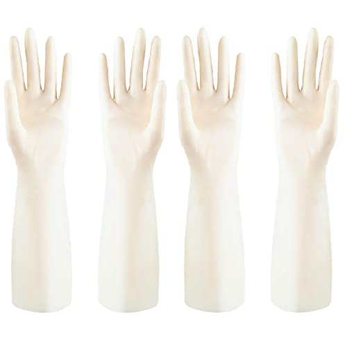 Discoball 2 Pairs Rubber Gloves with Flocked Lining for Kitchen Cleaning, Gardening, Household Duties, Latex Free Reusable Gloves