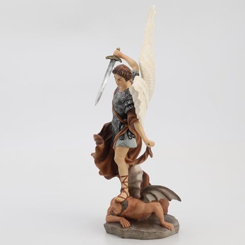 Estatua Saint Michael Resina Pintada 14.12 in miniatura 2