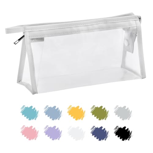 Soul Projekt Weiß Federmäppchen Durchsichtige, Aesthetic Mäppchen PVC Frauen, Kosmetiktasche, Pencil Case, Federmappe für Kinder, Damen, Pinseltasche Schule Uni, Toilettenartikel Kosmetiktaschen