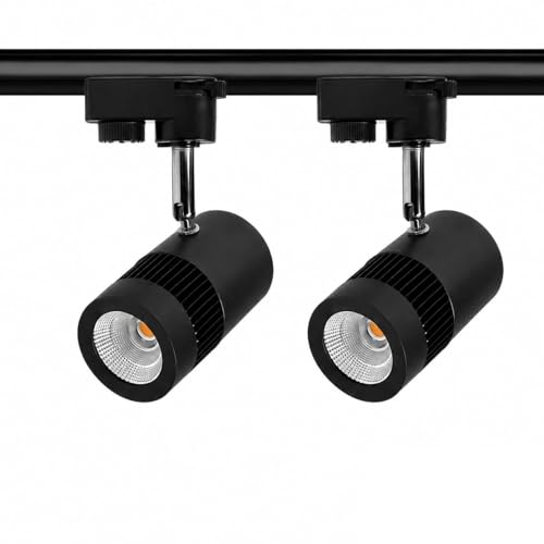 Image of 9W LED Track Light with Trackway not Included, Rotatable Focus Spotlight for Kitchen, Living Room, Shops & Malls (Black) (Cool White, Pack of 2)