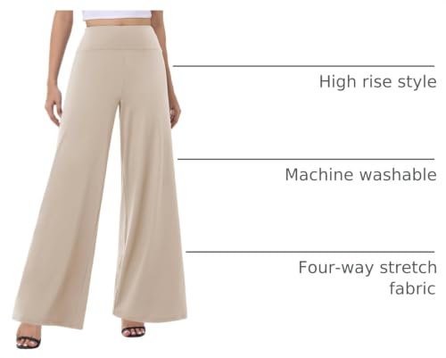 Image of ZOOSIXX Wide Leg Palazzo Pants for Women - High Waist Casual Beach Lounge Pants Loose Flowy Pants Stretchy Trousers