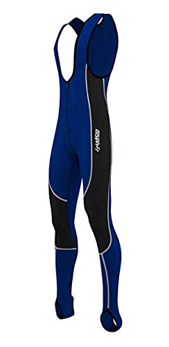 Zimco Men Bicycle Windbreak Bib Pants Thermal Insulated Cycling Bib Tight Coolmax Padded (L, Navy Blue)