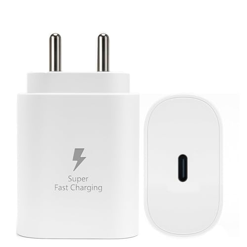 Image of Mudo 25W Type-C Charger With Cable Compatible With Samsung Galaxy S /A /M /F /Z Series | Novobit Super Fast Charger Cable For S23 /S22 /S21 /21 Fe /S20 /M14 5G /M34 /M54 /M53 5G /M33 /M13 /A34 /A54 5G, White