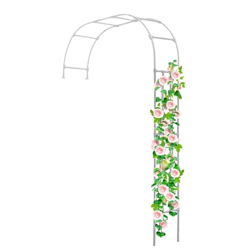 Enrejado de arco de jardín de metal para rosas, duradero, resistente al óxido, medio arco de boda, soporte para plantas, elegante pabellón de rosas para jardines, enrejado decorativo de pared