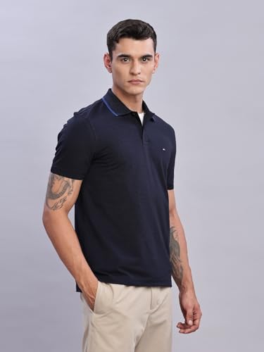 Image of Tommy Hilfiger Mens Blue Solid Polo Shirt