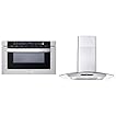 COSMO COS-12MWDSS 24 in. Built-in Microwave Drawer with Automatic Presets, Touch Controls & 668WRCS75 Wall Mount Range Hood with Ducted Exhaust Vent, 3 Speed Fan, 30 inches