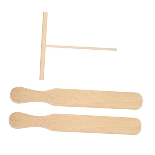 Sosoport Spatule à Crêpes en Bois Lot de 3 set de Pièces – 2 Spatules Moyennes 1 Racloir T en Hêtre 12 CM Non Monté – Accessoire Cuisine pour Crêpes Maison Crêperies et Restaurants
