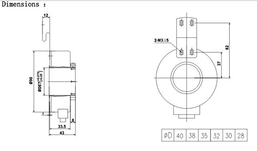 Gowe codeur optique de précision tige creuse 40 mm alésage 1024 lignes 5V - 5