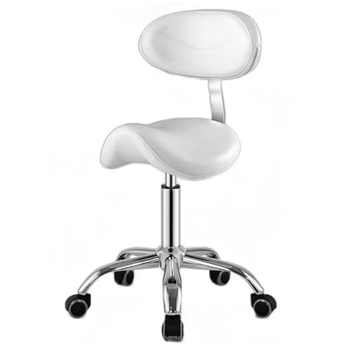 Image of Extra Tall Saddle Chair for Standing Desk, Home Office Ergonomic Chair 30 inch - 36 inch Adjustable Height, Gas Rise Saddle Stool with Wheels & Back Support(White)