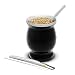 Balibetov [New] Double Wall Stainless Steel Yerba Mate Gourd Set (Mate Cup) with Yerba Mate Bombilla (Straw) (Black)