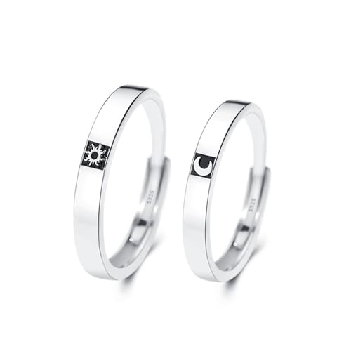 Bague argent 925 soleil et lune alliance gravée haut de gamme