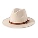 Lisianthus Men & Women Vintage Wide Brim Fedora Hat with Belt Buckle (A Buckle-Creamy, Medium)