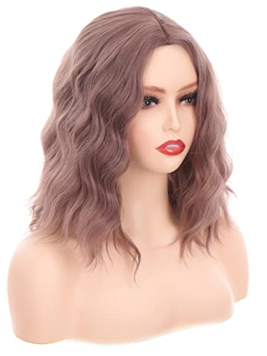 Aiokrtse Short Bob Wigs Wavy 14 inches Synthetic Wigs For Women Lilac Color - Image 2