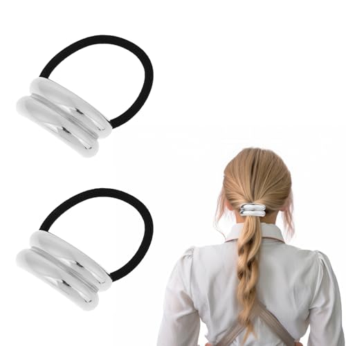 3 piezas de metal círculo pelo manguito metal pelo manguito soporte de cola de caballo horquilla,manguito de metal para el pelo Punk Cabello Soporte Oro Ponytail Cuff para cabello fino Accesorios para