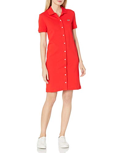 Lacoste Women's Short Sleeve Buttondown Pique Polo Dress, Corrida, 6