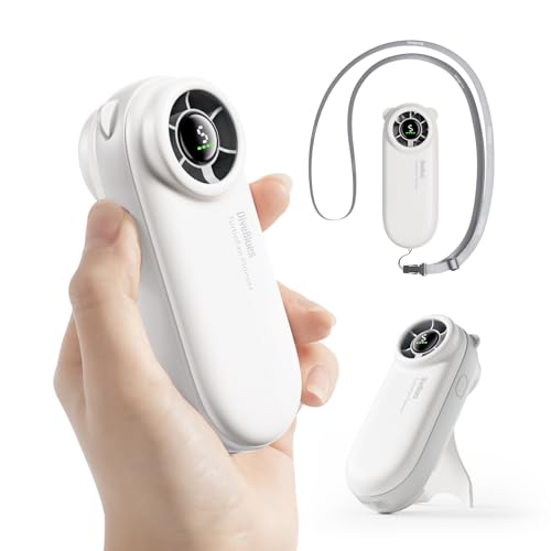 Diveblues Mini Ventilador Turbo Portátil, Hasta 16 Horas de Batería, Recargable USB 4000mAh, 5 Velocidades Ajustables, Ventilador de Mano Compacto para Viajes, Exterior, Conciertos y Dar Regalos