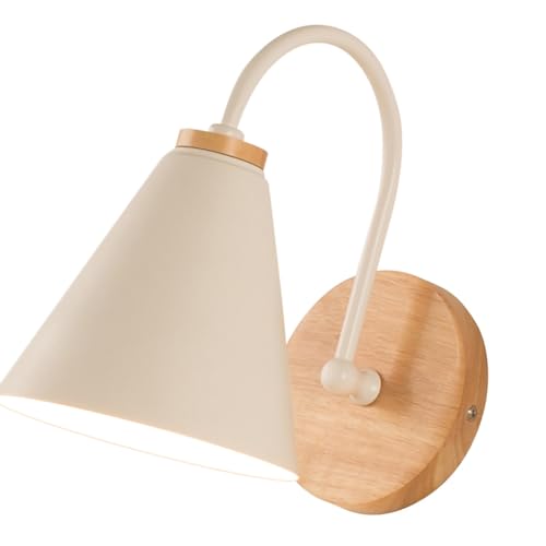 Spacnana Korridorwandlampe, Gebogene Einfache Antirust -Wohnzimmer Schlafzimmer Nachtwandleuchte mit Eisenlampenschirm Zur Dekoration (WHITE)
