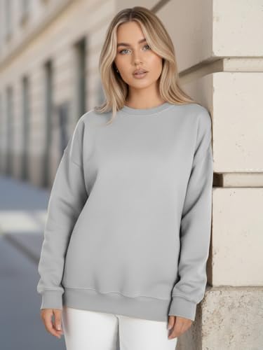 Image of LEOTUDE Women's Boyfriend Fit Loopknit Sweatshirt | Full Sleeve Drop Shoulder | Sweatshirt for Women