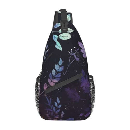 Sac à dos à bandoulière imprimé feuilles et étoiles noir et blanc taille unique