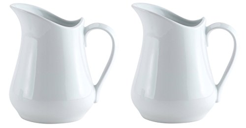 HIC Creamer Pitcher with Handle, Fine White Porcelain, 8-Ounces, Set of 2