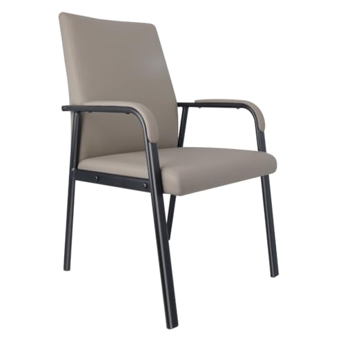 VACYOVKE Office Guest Reception Chair 600 lbs Capacity Leather Conference Room Chairs with Padded Armrests No Wheels Desk Chair Grey