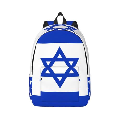 Israeli Flag Print Laptop Travel Backpack, Casual Daypack, College Bag Rucksack, Men Women Rucksack Bookbags