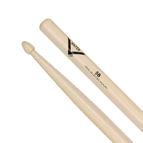 Vater 5B Wood Tip Hickory Drum Sticks, Pair #TOP3