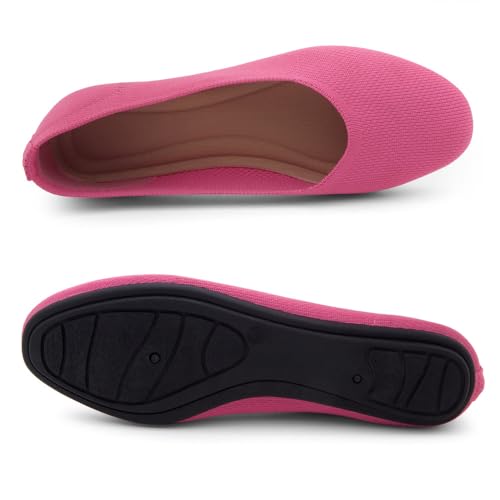 Shoe Land Flats for Women – Knit Ballet Flats, Foldable Slip-On Lightweight Dress Shoes with Memory Foam, Comfortable Round Toe for Work, Travel & Daily Wear 6