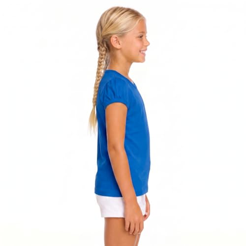 Image of Lilax Girls Short Puff Sleeve Cotton T-Shirt, Toddler & Little Girls Top | 95% Cotton Puff Sleeve Tee; Crewneck, Short Sleeve; Toddler & Girls Sizes 2T-12; for School, Play & Everyday; Machine Wash