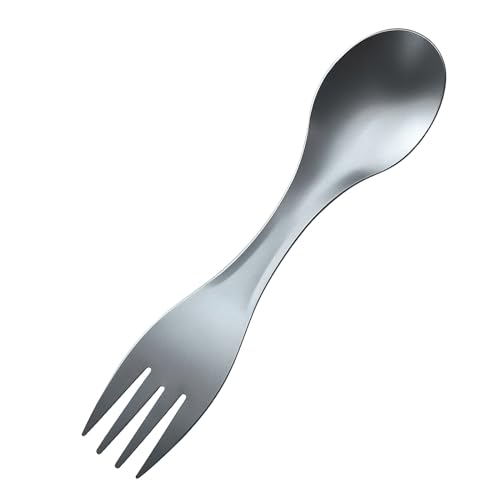 Goffel/Spork 2 en 1 en Titane - Cuillère-Fourchette Ultralégère pour Randonnée, Camping & Pique-nique | Ustensile de Voyage en Titane