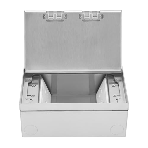 Recessed Floor Outlet, Recessed Flat Hidden Socket with 1 X DC5V 21A USB, 4 X 15A Standard Interfaces, 2 X CAT6 Interfaces, Electrical Outlet Cover Box, 1 Pack (Silver)