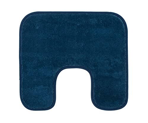 Gözze - Alfombra de baño antideslizante con recorte, RIO, microfibra, Adecuada para el pie del inodoro, 50 x 45 cm - Azul oscuro
