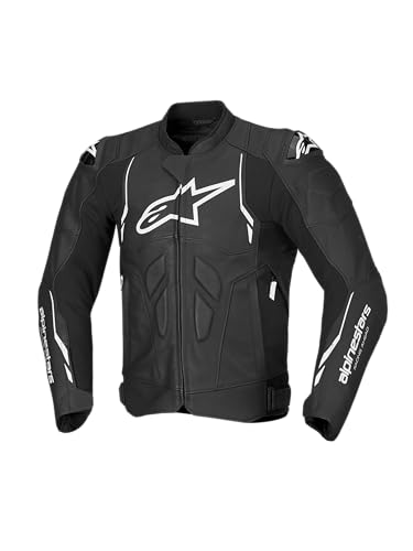 Alpinestars Dusk Blouson de moto en cuir, schwarz/weiß, 56