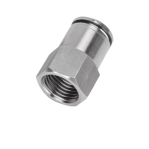 FRAOMHFW Codo neumático de niple de 1/4", 3/8" y 1/2" BSPP NPT BSPT Hembra y Macho, Acero Inoxidable 304, Conector rápido de liberación neumática(PCF BSPP,16MM_1/2")