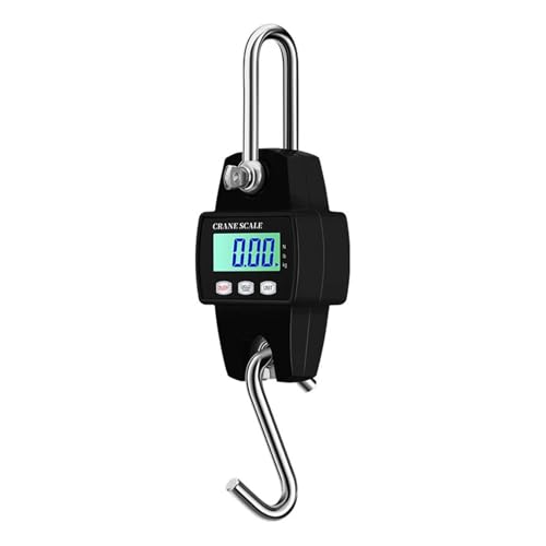 Báscula electrónica portátil de grúa colgante con gancho de acero inoxidable, balanza Industrial Digital LCD, 300kg, 660lb, Kg/Lb/N para construcción, fábrica(Black)