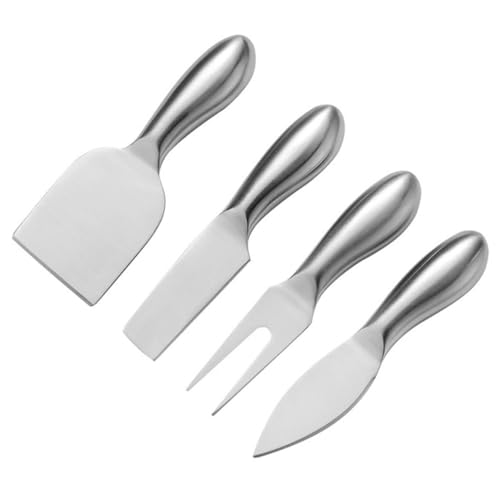 OKUMEYR 4Pcs Stainless Steel Cheese Cutter Kitchen Cheese Forks Spatula for Effortless Slicing Ergonomic Design Easy to Clean Store for Home Restaurant Use