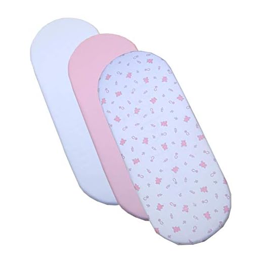 Babyprem Lot de 3 draps-housses pour berceau 1 x Blanc 1 x Rose 1 x Motif oursons roses