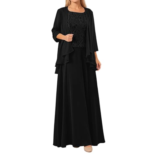 Robe de mère de la mariée en dentelle avec veste longue en mousseline