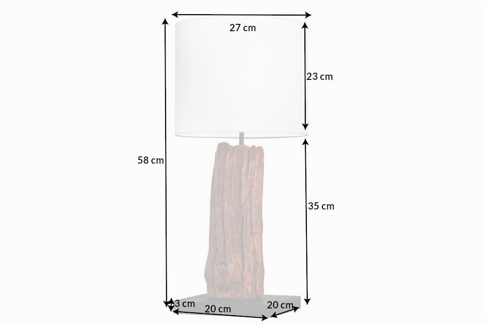 riess-ambiente.de Design Tischlampe ROUSILIQUE 60cm Natur weiß rund Treibholz handgearbeitet, Schreibtischlampe, Wohnzimmerlampe