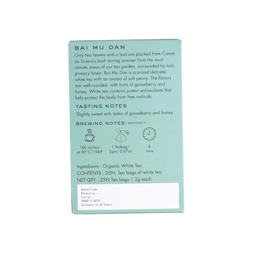 Image of Makaibari Tea Treasures -Makaibari Darjeeling Tea Bai Mu Dan Darjeeling Peony White Tea, 25 tea bags