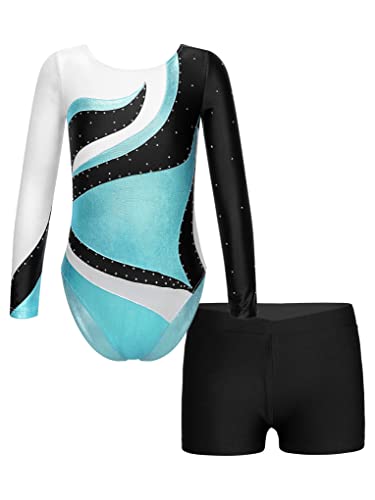 Mädchen Turnanzug Langarm Mit Pailletten - Latin Jazz Tanztrikot, Overall