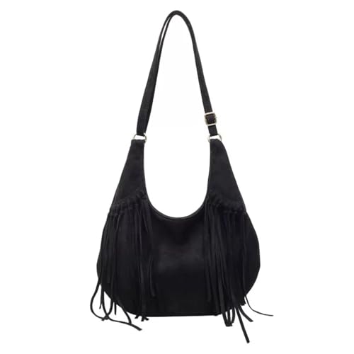 Image of Women Vintage Suede Fringe Hobo Bag Tote Shoulder Bag Crossbody Bag and Hippie Western Cowgirl Purse Shoulder Bag