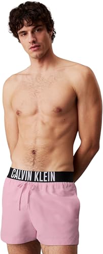 Calvin Klein Men’s Short Swim Shorts with Logo Waistband, Pink (Sweet Pink), XL