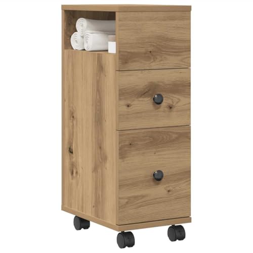 Meuble de salle de bain à roulettes chêne rustique design compact
