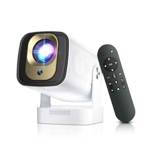 Eroshoo HY260pro Inteligentny Projektor 4K, Mini Projektor z WiFi 6 Bluetooth 5.4, 1080p Full HD, Przenośny Projektor z Systemem Android 14.0, Obrót o 270°, Do Sypialni, na Zewnątrz