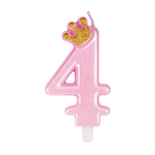 UVTQSSP 9 cm rosa cumpleaños velas con número de cumpleaños para decoración para fiestas, bodas, aniversarios, celebraciones, número 4 Cover